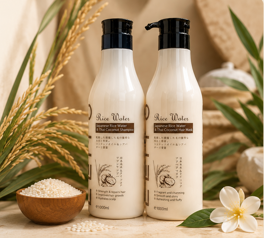 LEITO Japanese Rice Water and Thai Coconut Shampoo and Hair Mask